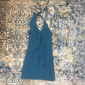 Halter dress with ruffle detail.